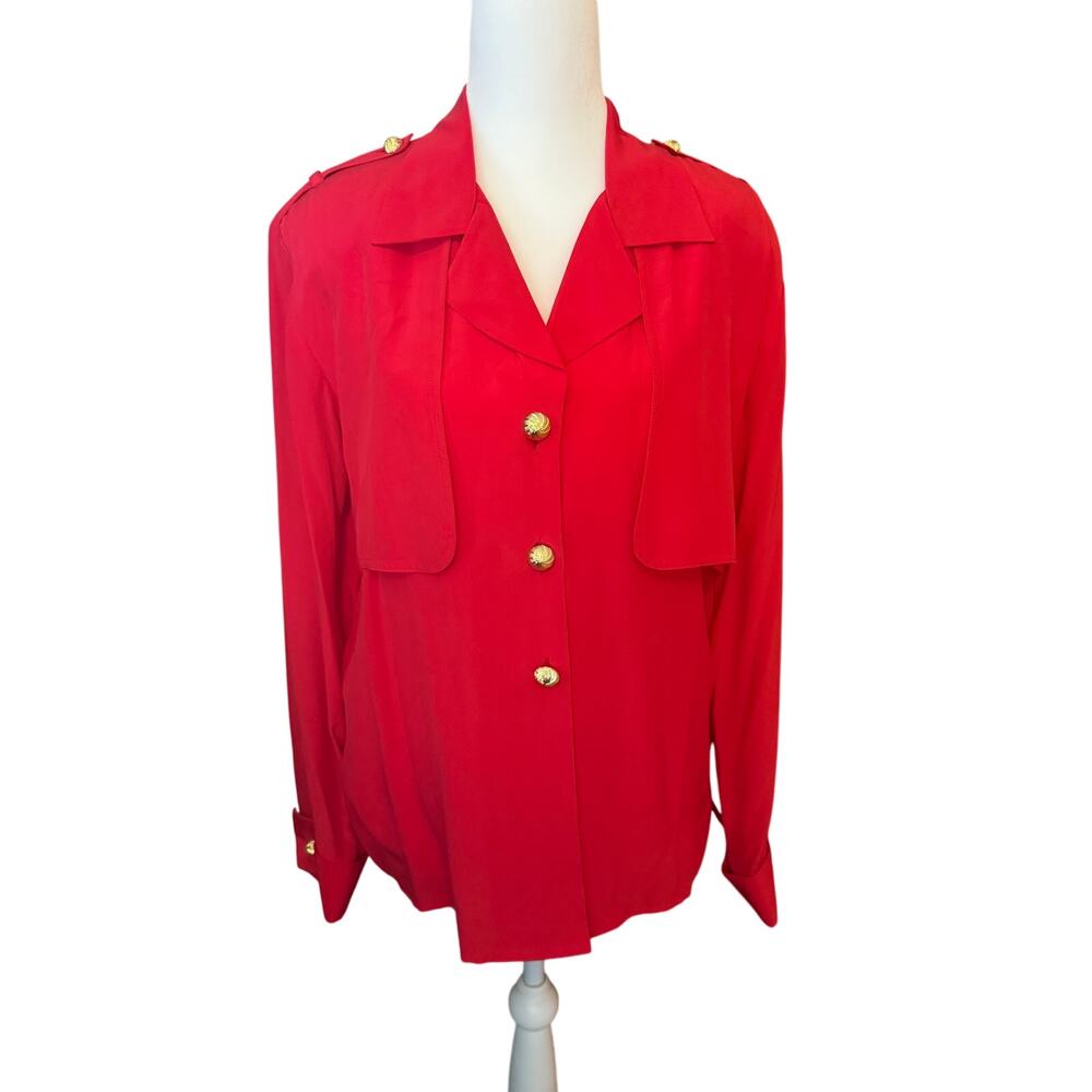 Vintage YL Studio 100% Silk Long Sleeve Blouse Size 8